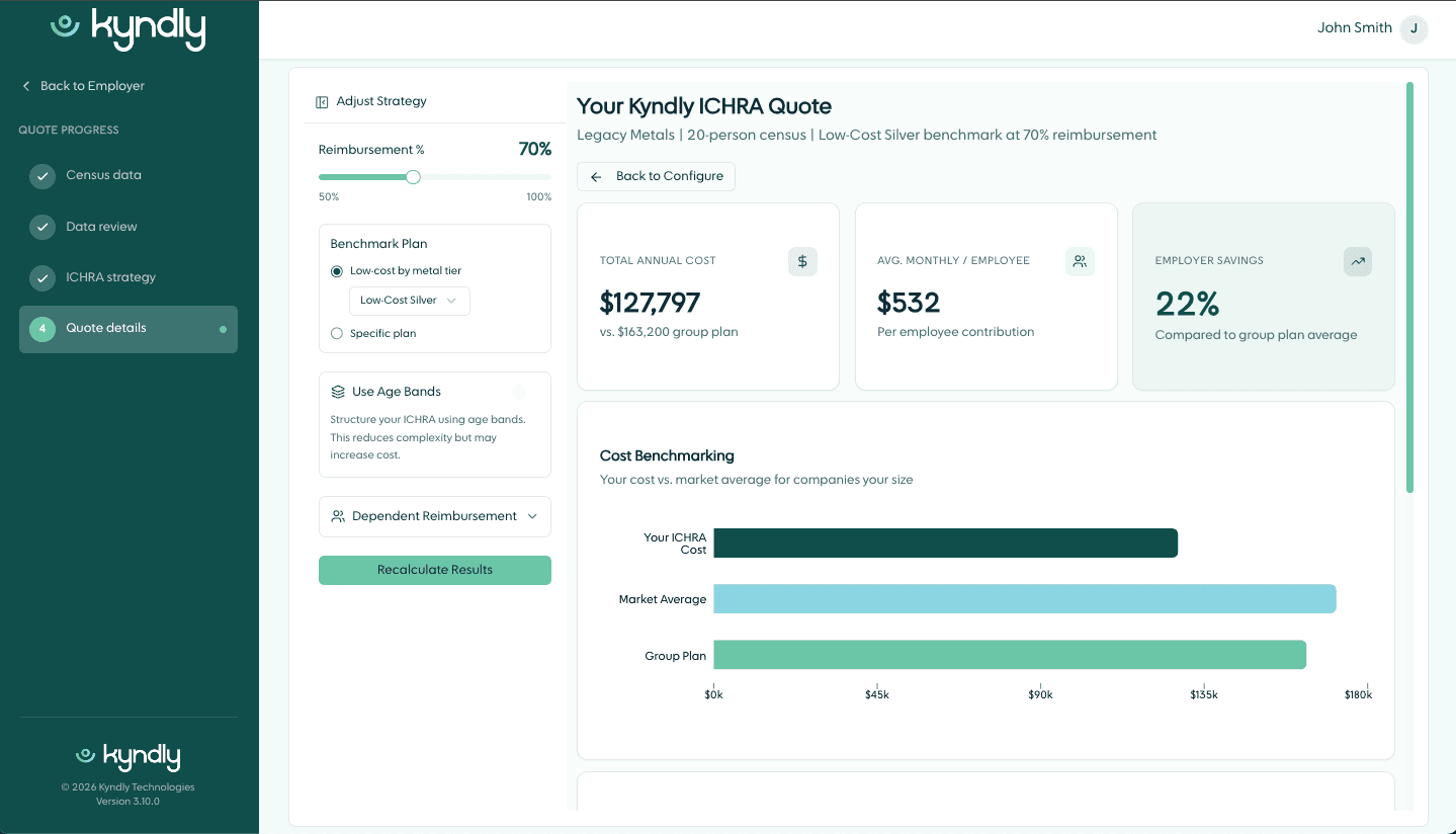 Kyndly real-time ICHRA quoting and plan design